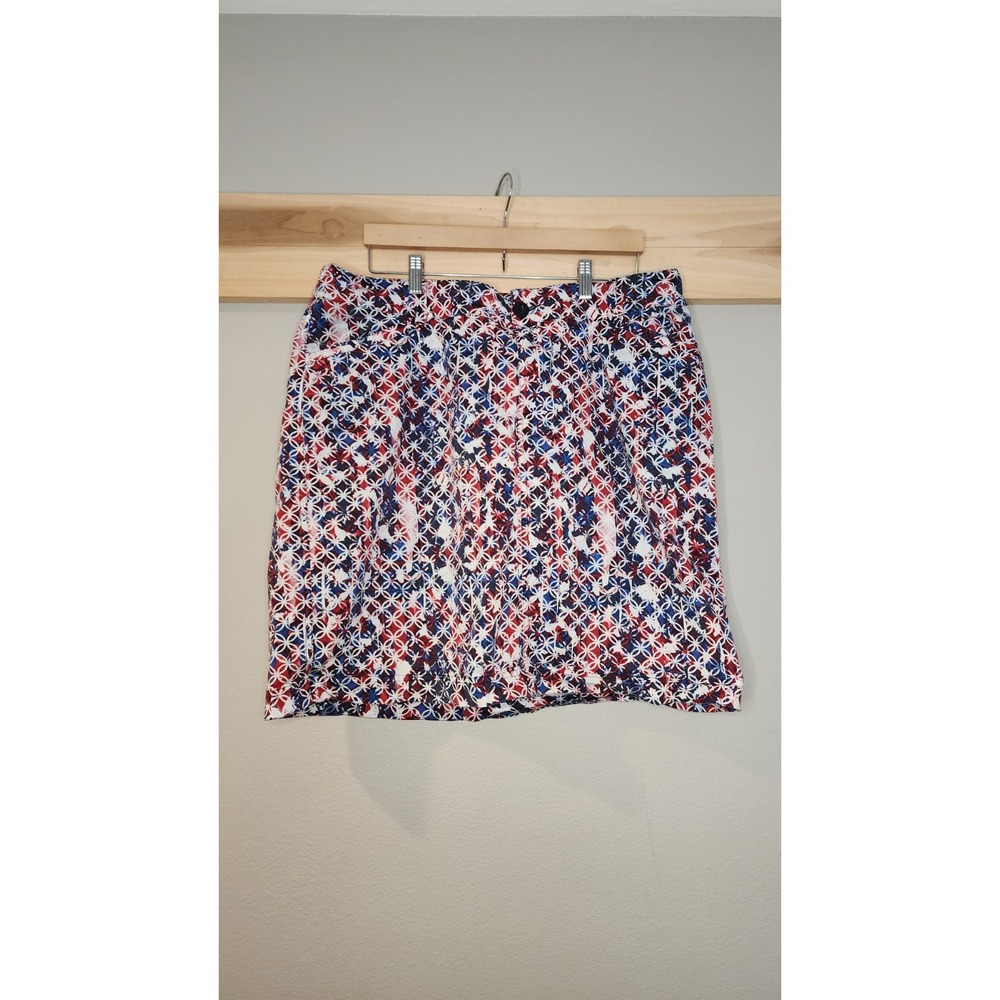 CJ Banks Skort Plus Size 16W Red White Blue Patriotic Stretch Pull-On Lined